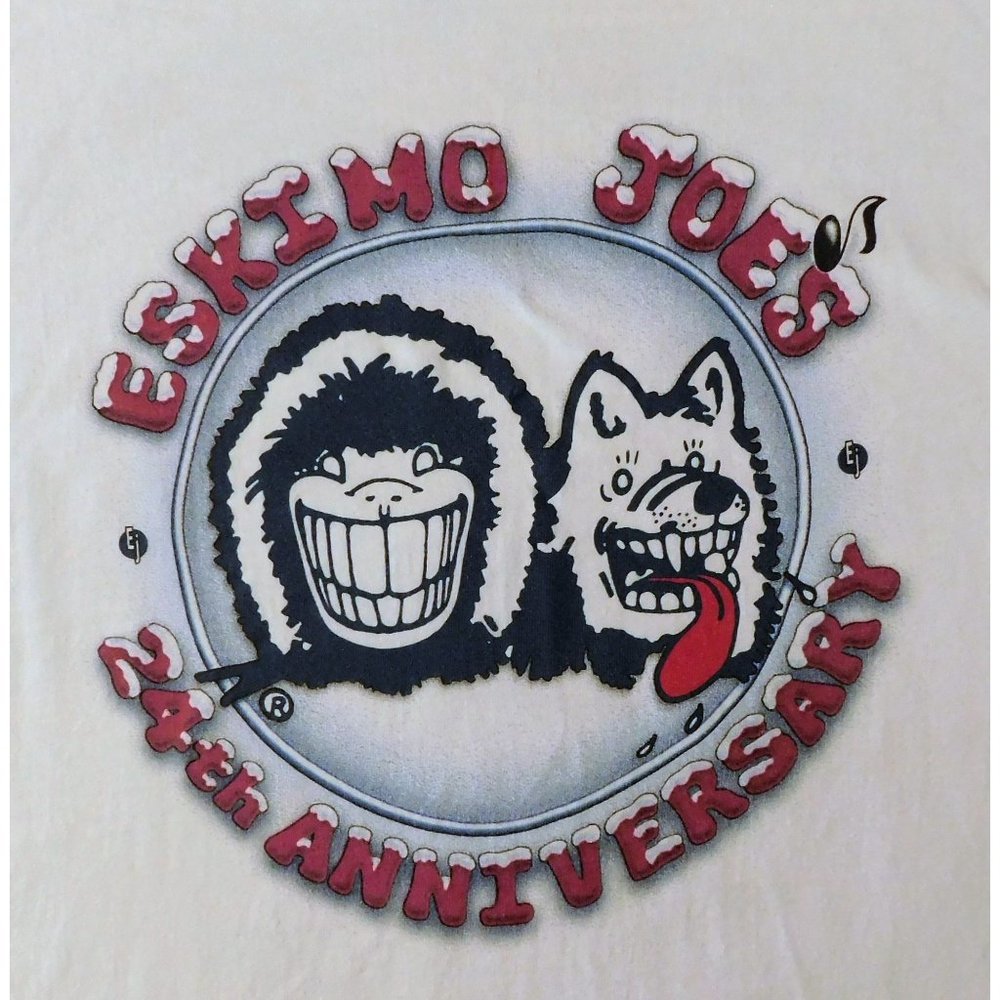 Eskimo Joes 24th Anniversary Tee Shirt XXL Vintage 1999 White Short Sleeve